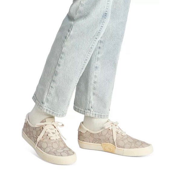 NIB Coach Signature Women's Citysole Skate Lace-Up Sneakers Stone/Chalk 7.5M - Picture 1 of 6